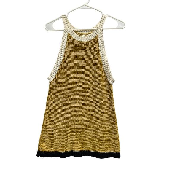 MOTH Anthropologie Mustard Yellow Knit Halter Tank Top Sweater Size M - Picture 1 of 9